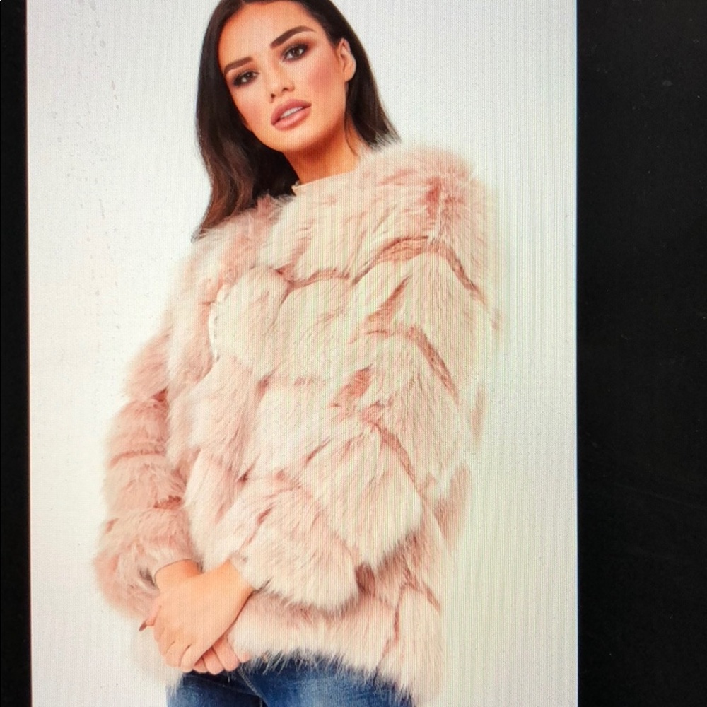 Misspap katniss blush teddy pink faux fur coat S M - Picture 2 of 6